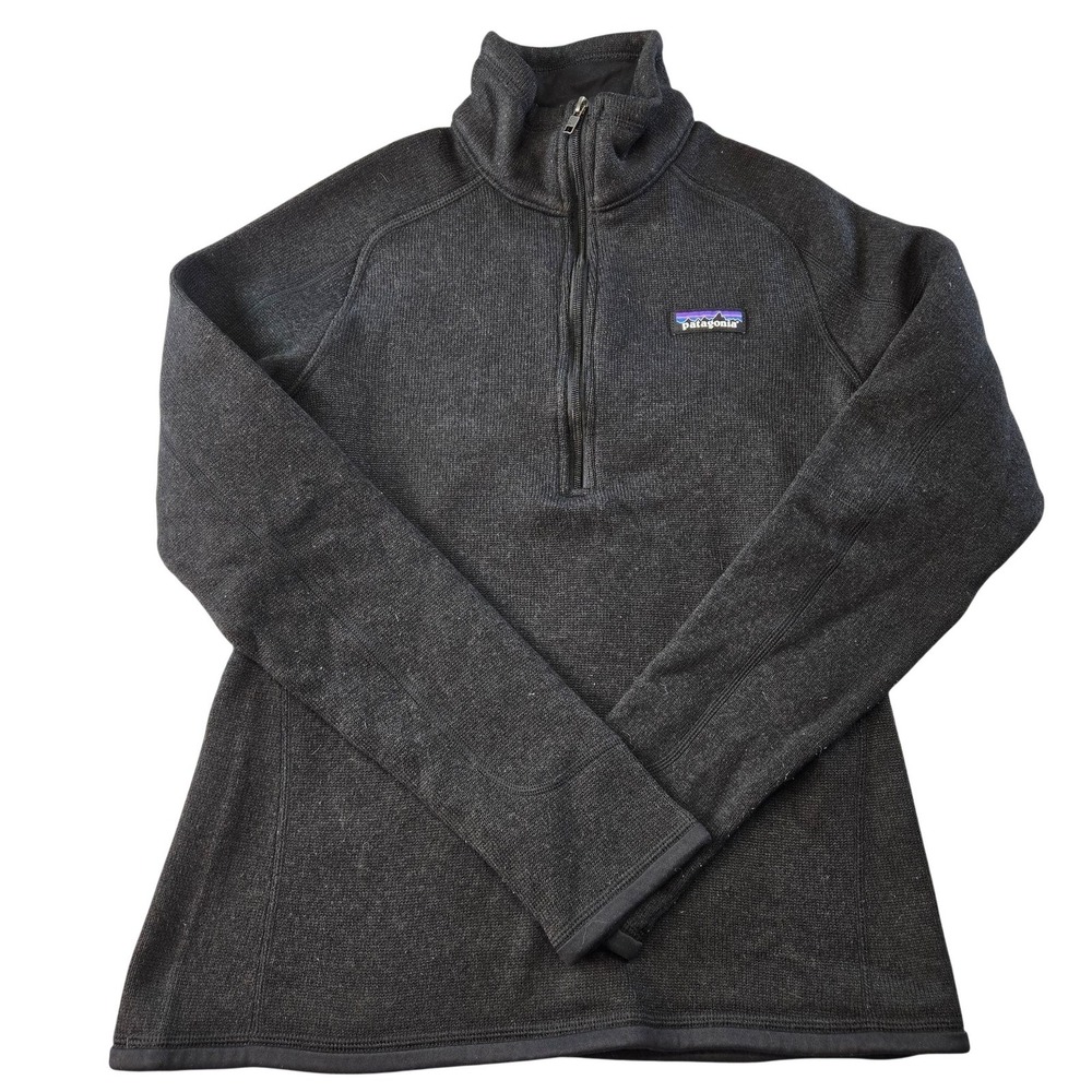 Patagonia Sweater Pullover Womens S Gray Mock Neck 1/4 Zip Pockets Slim Knit